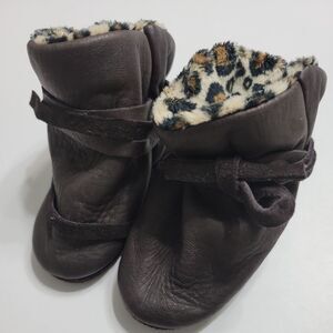 Greier NB Baby Girls Size 1 Winter Boots Brow Pull On Shearling Lined Warm Shoes